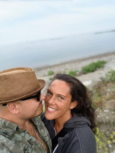 a man and woman taking a selfie